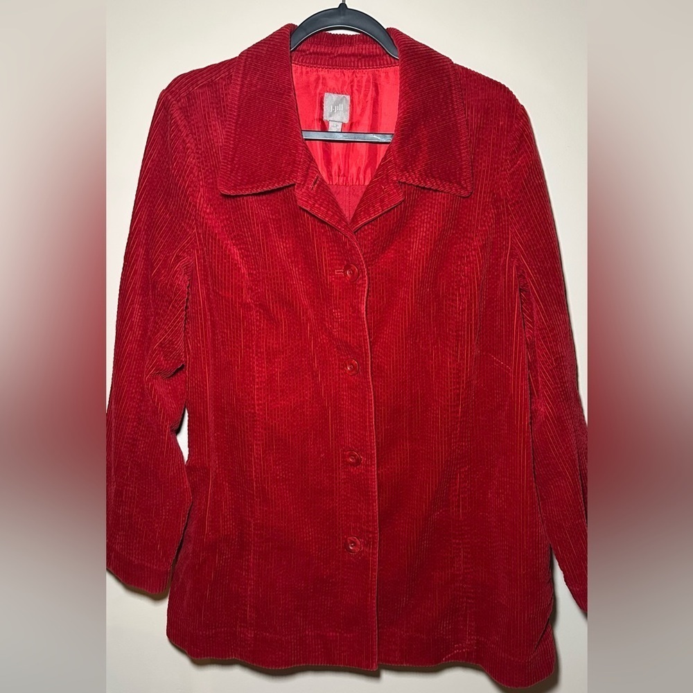 J. Jill Red Ribbed Corduroy Jacket Size L